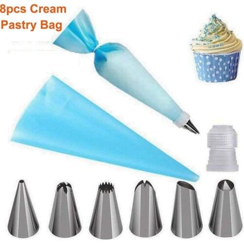 8Pcs/Set Cream Pastry Bag DIY Cake Decoration Pastry Nozzles Cake Decoration Accessories Pastry Syringe Sleeve Pastry Cream Gun