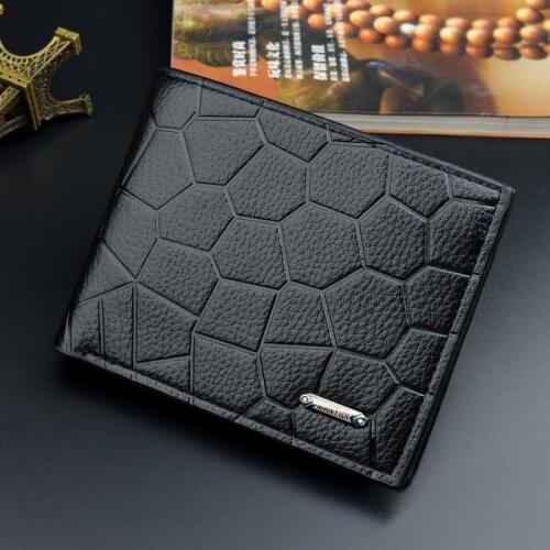 New Mens Wallet Short Stone Pattern Fashion Youth Male Casual Horizontal Embossed Coin Purses Three Fold Soft Thin Card Holder