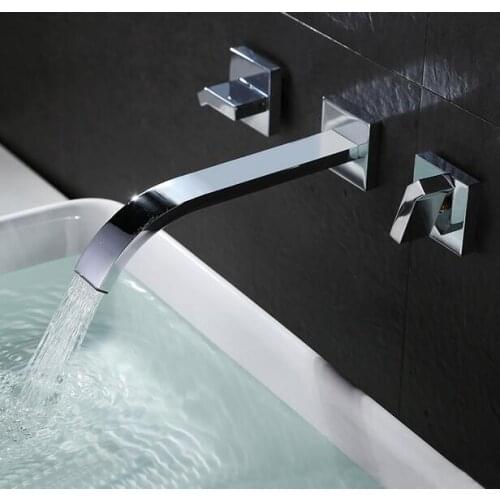 Bathroom Faucet Into the wall cold and hot Water Taps Embedded type Mixer Double Handles Table basin wash basin faucet torneira