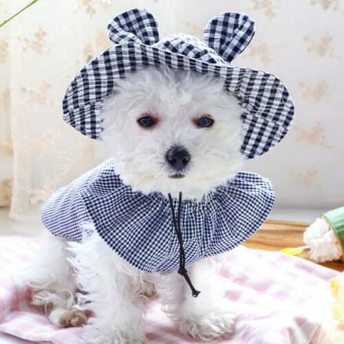 Summer Pet Dog Sun Protection Hats Lovely Bear Ear Small Dog Baseball Hat Adjustable Pets Accessories