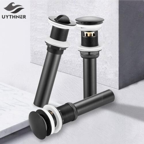 Matte Black Bathroom Brass Lavatory Basin Sink Pop Up Drain Dual Style Waterlet Vanity Sink Waste Drainer Gold Chrome