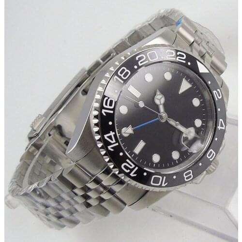 40mm DREAMRUI black dial Sapphire glass ceramic bezel Luminous jubilee GMT automatic mens watch