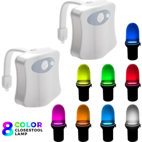 8 Color Human Auto-sensing Bathroom PIR Toilet Seat Nightlight LED Light Body Motion Activated Sensor Bathroom Lamp