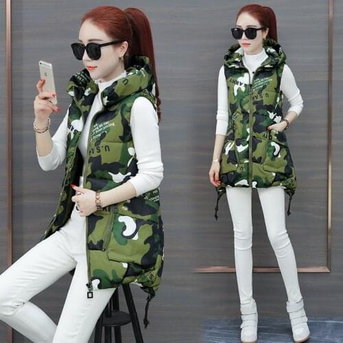 2021 New Winter Vest women Casual Autumn Winter Sleeveless Waistcoat Hooded Long Warm Cotton Padded Top Vest Jacket