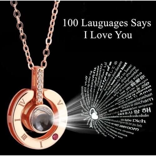 Gift For Girlfriend 100 Languages Says I Love You Projection Necklace Romantic Love Gift Valentines Day Present