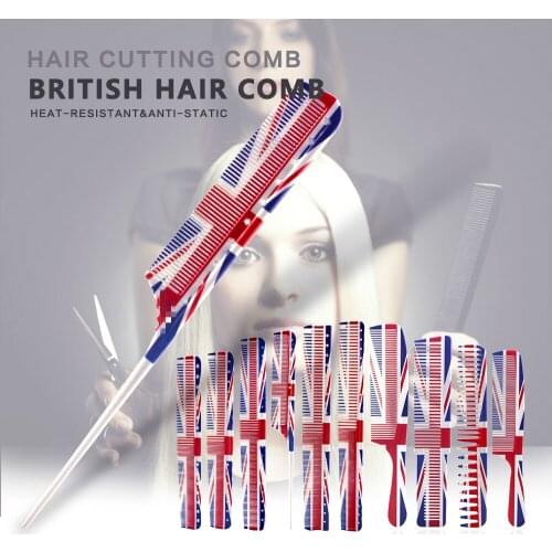 Barber Shop Family Universal 10 Kinds Of Durable Resin Hair Combs Flag Pattern Matte Non-Slip Handle Double Side Haircut Comb