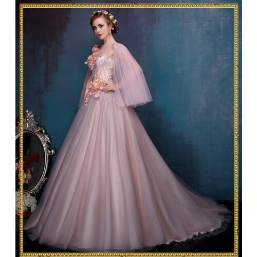 100%real court trailing flower beading medieval dress Renaissance Gown queen Victorian/Antoinette/ball gown/Belle Ball