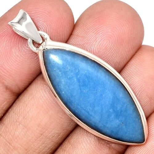 Genuine ANGELITE Pendant 925 Sterling Silver, Total Length : 51 mm, AP7030