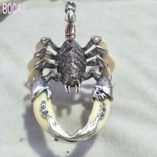 925 Silver plate Scorpion Double Braces Spike Pendant for Men Fashion Pendant Crafts Decoration Mens Pendant