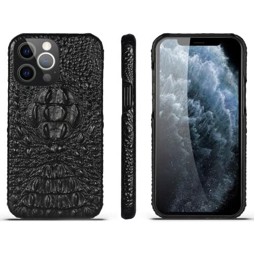 Luxury 3D Crocodile Alligator Head Genuine Leather Cowhide Hard Cover Case for iPhone 13 Pro Max