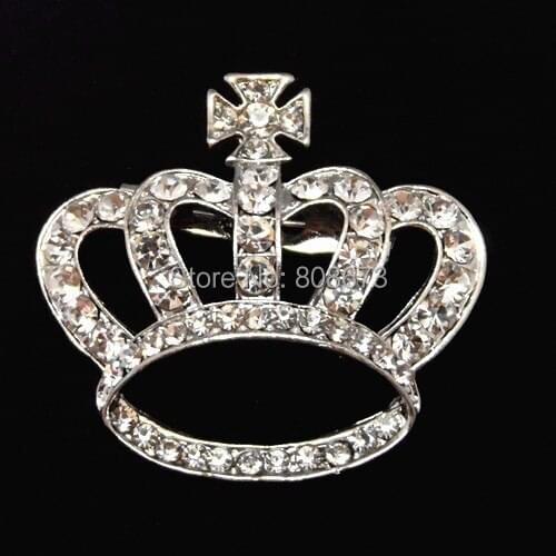 Retail Crystal Cross And Crown Gift Pin Brooch Cheap Price Broach Fashion Religion Brooch