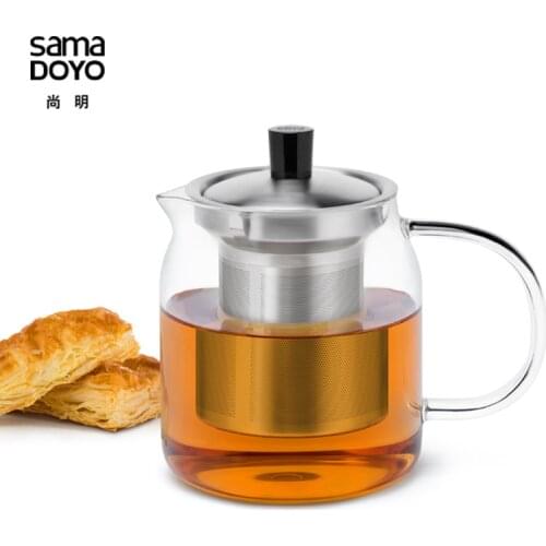 Samadoyo Elegant Cup Heat Resistant Glass Teapot Kungfu Tea Set With Stainless Steel Filter Infuser de cha Convenient Office Tea