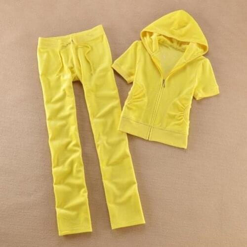 Two Piece Set Tracksuit Women Clothing Summer Hooded Short SleeveTop+Pant Sweat Solid Colorful Suits Outfits Matching Sets XS-XL