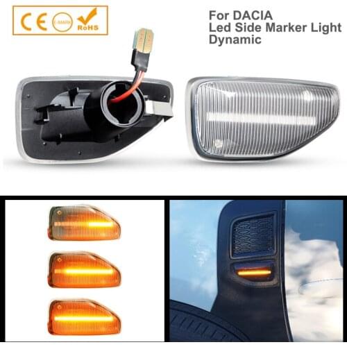 2Pcs LED Dynamic Turn Signal Side Marker Light For Renault Dacia Logan II Shndero II Duster Amber Indicator Repeater Lamp