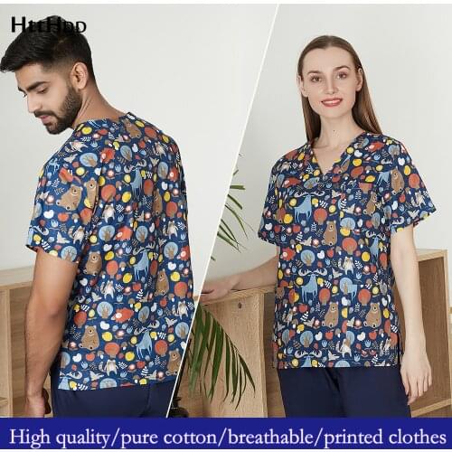 Unisex Printing Tops Clinic Nurse Medical Nursing Clothing Operating Room Clinician Protective Clothing Pet Grooming Wholesale