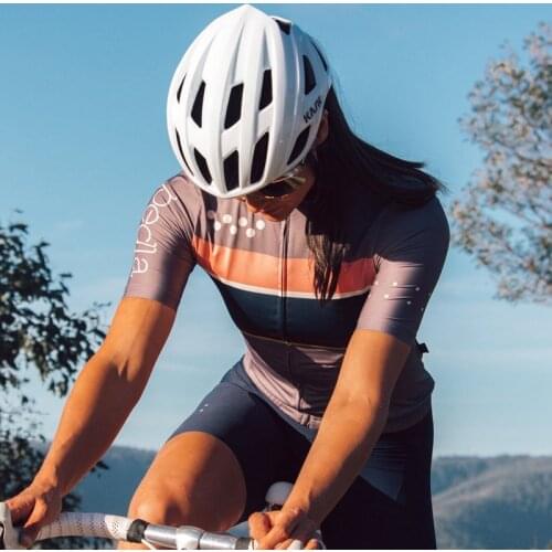 Team Pedla Women LunaLUXE Cycling Jersey 2021 Summer Etch Grey Short Sleeve Bike Riding Shirt Air Mesh Sleeved Quick Dry Wear