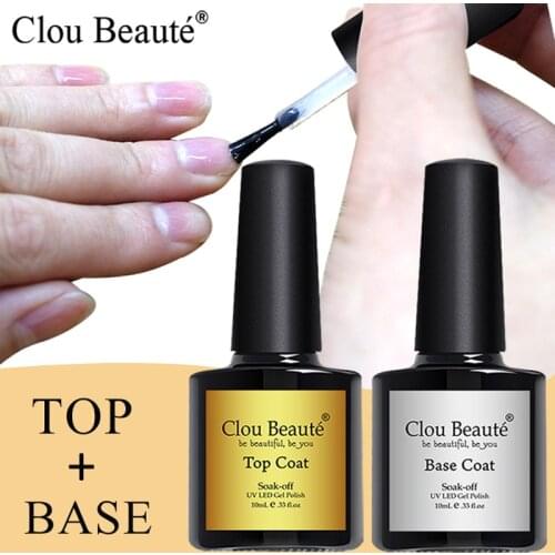 Clou Beaute Base And Top Coat Gel Nail Polish UV Transparent Soak Off Primer Gel Polish Gel Lacquer Nail Art Manicure