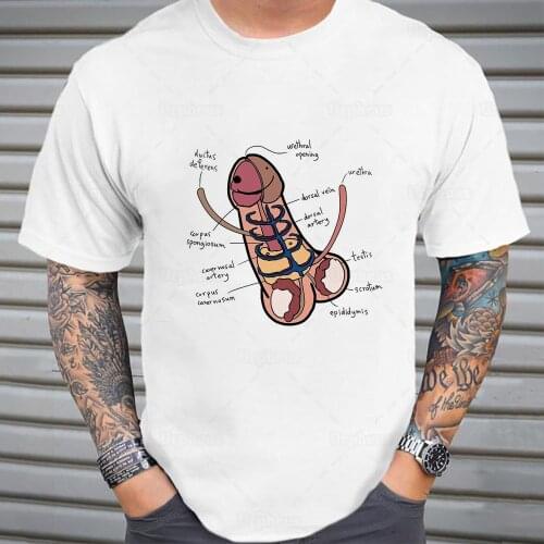 The Anatomy of A Penis Funny Tshirt Humors Joke Novel Educational Shirt Hip Hop Geek Cotton Tees