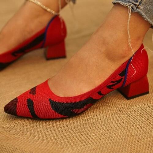 Women High Heels Pointed-Toe Chunky Heel Leopard Woven Ladies Sandals 2021 New Summer Fashion Casual Female Footwear