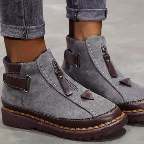2021 Winter Women Boots Comfortable Shoes for Women Sneakers Ladies Vulcanized Shoes Flat Ankle Women Boots Zipper Botas Mujer