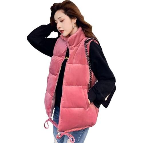 Winter Jacket Women Vests 2021 New Fashion Gold Velvet Vest Short Warm Waistcoat Parka Cotton Padded Jackets Female Outwear
