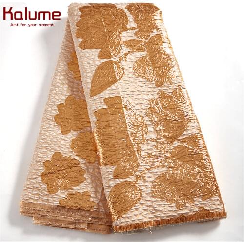 Kalume Gold French Jacquard Lace Fabric Brocade 2020 African Gilding Lace Fabric High Quality Bride Materials For Wedding F2109