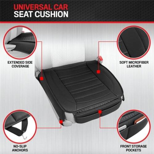 1/2 Pcs Black Faux Leather Car Universal Front Seat Cushion Car Seat Cover Protector Pad Mat Automotive Interior Accessories
