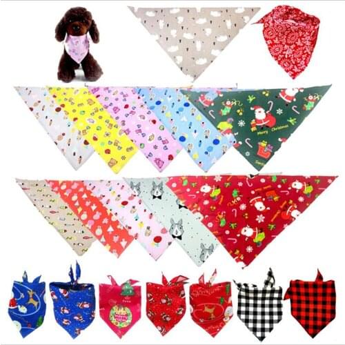 100pcs/lot Chritsmas Style Pet Saliva Towel Mix Colors Dog Cat Triangular Bandage Factory Wholesale