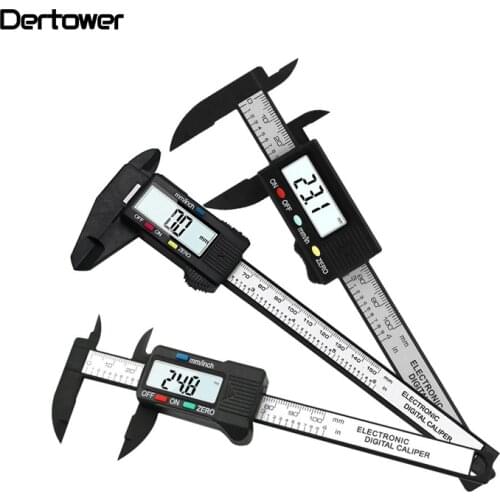 150mm 6 inch LCD Digital Electronic Carbon Fiber Vernier Caliper Gauge Micrometer Measuring DT6