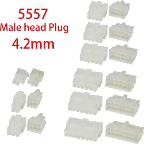 20pcs/lot NEW Original 5557 connector docking male plug 4.2mm pitch connector double row 2P 4P 6P 8P 10P 12P-24p