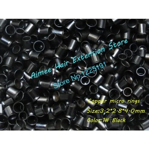 3.2*2.8*4.0mm 1#Black 1000pcs/pack copper flared ring easily locks/copper tube micro link/ring /bead for i tip hair extension