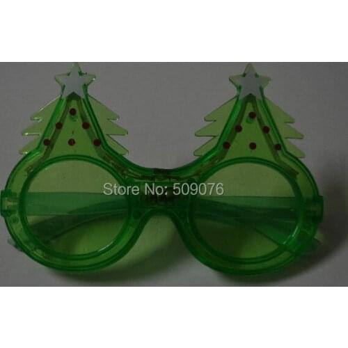 Free shipping 120pcs/lot green led Christmas tree eyeglasses led glasses glowing glasses for Christmas party supplies
