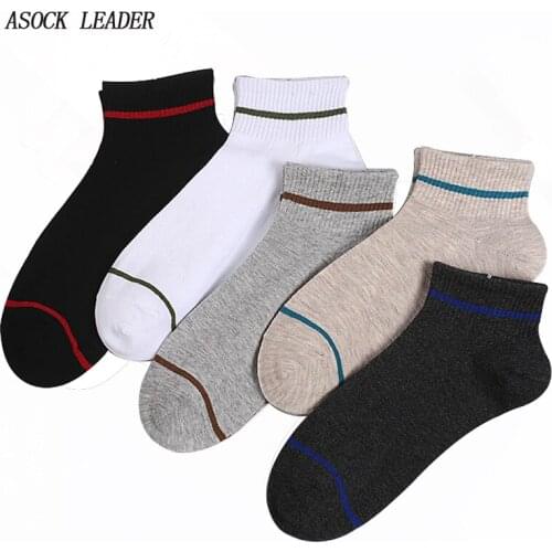 5 Pairs/Lot Mens Socks Spring&Summer New Cotton Leisure Striped Casual Wide Striped Color Fashions Boat Socks