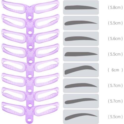 8PCS Eyebrow Stencils Kit Eyebrow Shaper Makeup Template Reusable 8 In 1 Eyebrow Shaping Reusable Brow Makeup Kit Tool
