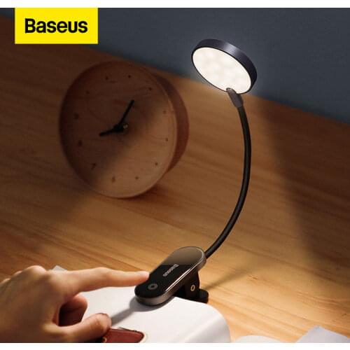 Baseus LED Clip Table Lamp Stepless Dimmable Wireless Desk Lamp Touch USB Rechargeable Reading Light LED Night Light Laptop Lamp