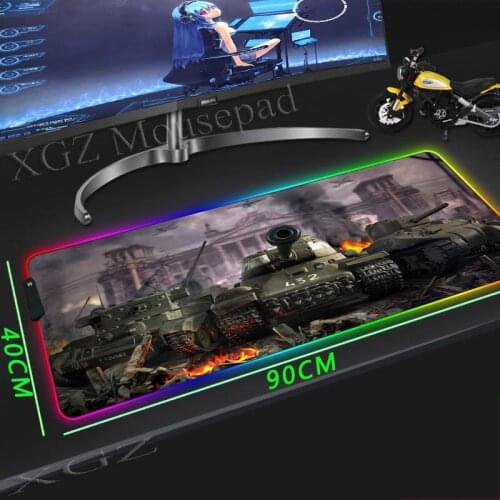 XGZ Large RGB Mouse Pad Black Lock Edge 3d Movie Green Tank World Custom Student Computer Desk Mat Non-slip Lol Csgo Gamer Xxl