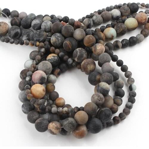 Natural Frost New Gem Mix Black Jades Stone Beads Loose Spacer Beads For Jewelry Making Diy Necklace Bracelet 15" 4/6/8/10/12mm