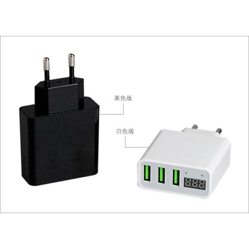 3 Port USB Phone Quick Charger With Digital Display Xiaomi Mi Huawei Mobile Phone Chargers Adapter EU/US Plug
