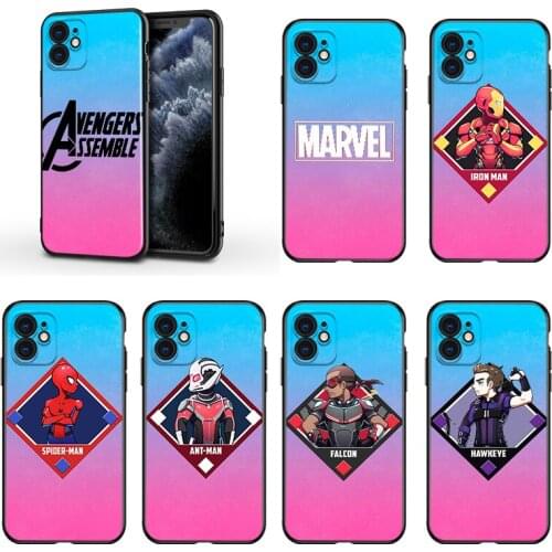 Avengers superhero For Apple iPhone 13 12 11 Mini XS XR X Pro MAX SE 2020 8 7 6 5 5S Plus Black Silicone Phone Case