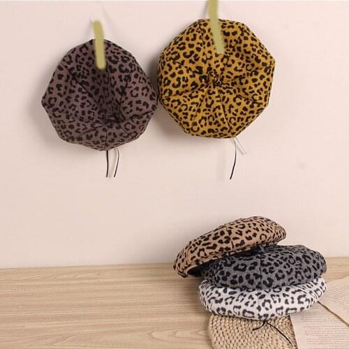 2021 Kids Beret Fashionable Caps Leopard Woolen Hat Winter Hat Infant Baby Girls 2-6 Years Beret Hat Bonnet Cap кепка женская