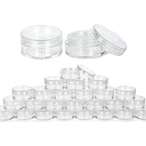 120pcs/lot 10g travel refillable bottle plastic clear cylinder cosmetic small jar glitter nail powder container