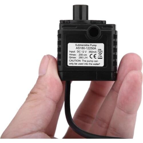 12V DC Electric Mini Water Circulation Pump brushless motor Submersible pump for hydroponics Medical Cooling 280L/H Car Styling
