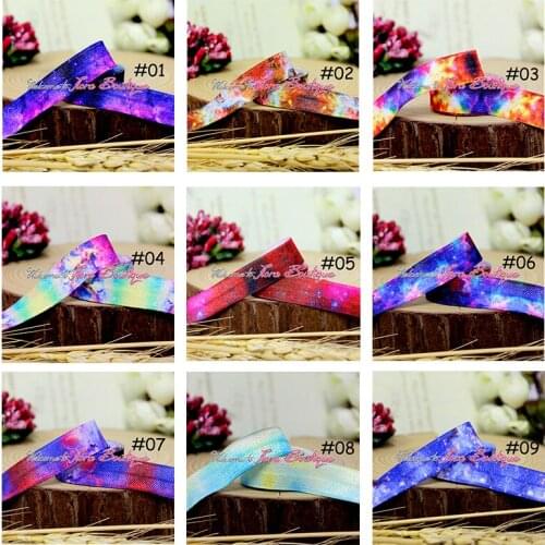 FLRA ElasticNew galaxy printing elastic, 5/8" fold over elastic, printing FOE for women hair accessory