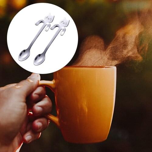 Coffee Spoon Mini Cat Shape Iced Tea Spoon for Dessert Soup Cappuccino Home