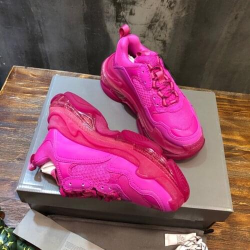 Nice Pink Triple S Lace up Air Cushion Sneaker Shoes Sports Fashion Casual Man Shoe Woman Thick Bottom Brand Top Popular Trainer
