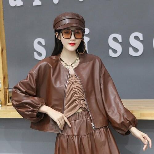 High Quality Real Leather Jackets Women Spring Autumn 2021 Genuine Sheepskin Leather Coat Female Simle Woman Jacket Ropa Zjt2589