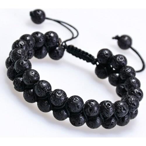 8mm Lava Rock Stone Matte 7 Chakra Bracelet for Women Men Handmade Double Layer Yoga Healing Chakra Bracelet