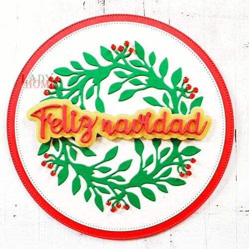 Christmas Wreath Spainish Metal Cutting Dies Mold Template for DIY Scrapbooking Paper Album Photo Cards Making Dies Cut Die