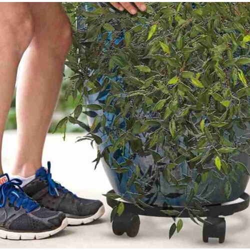 Metal Plant Flower Pot Stand Trolley Caddy on Wheels Indoor Outdoor Home Garden Tools (2-Pack)