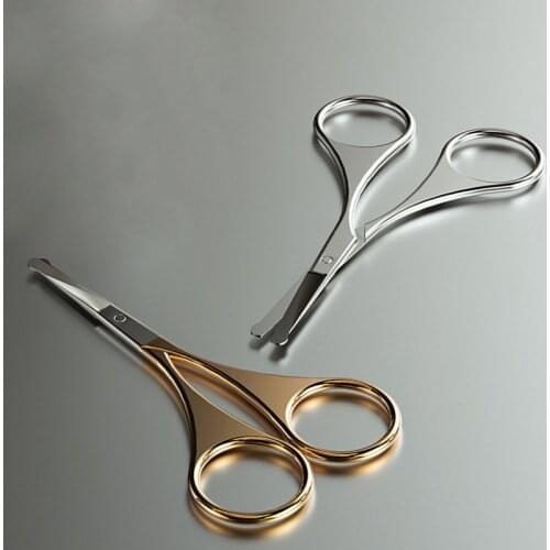 Round Head Mini Portable Curved Mustache Nose Ear Hair Remover Scissor Manicure Facial Trimming Tweezer Makeup Beauty Tool